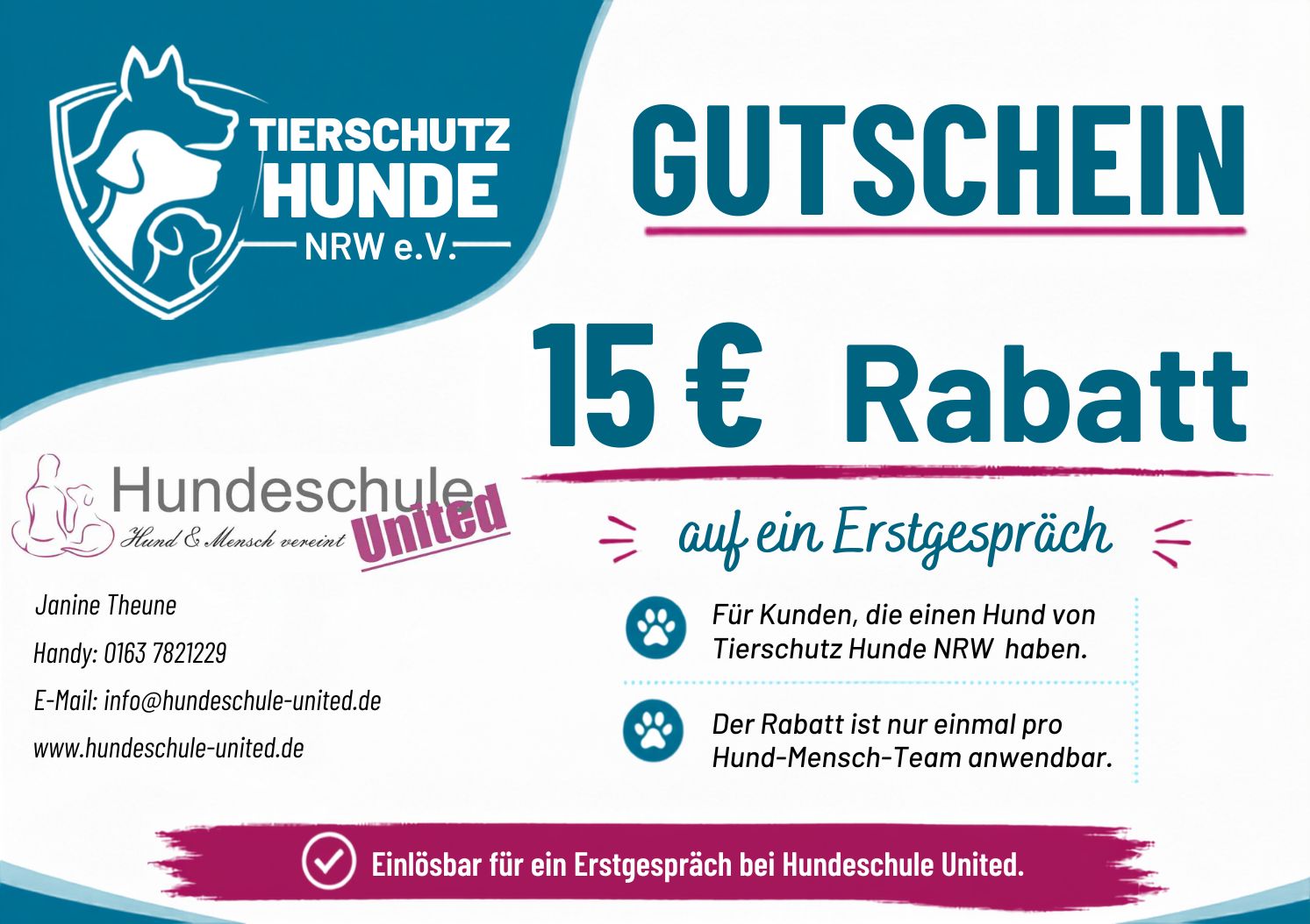 15€ Rabatt